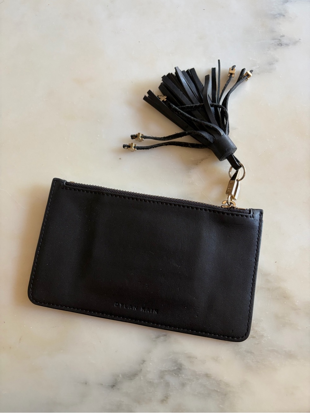 Black Leather Wallet with Tassel